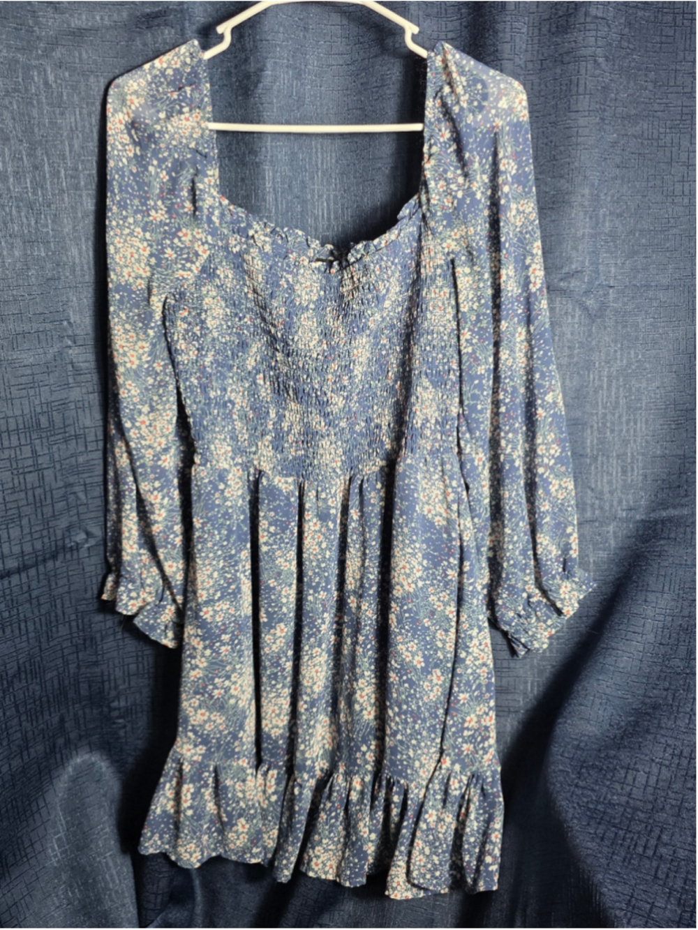 Women's Asu Wish Long Sleeve Floral Dress Blue Size XL Cottagecore grandmacore